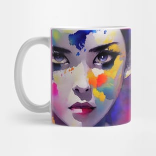 Serious woman colorful cartoon design Mug